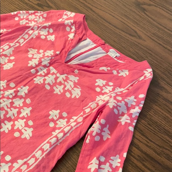 J. Crew 100% Linen Dress Coral and Cream Size 0 - Picture 3 of 7